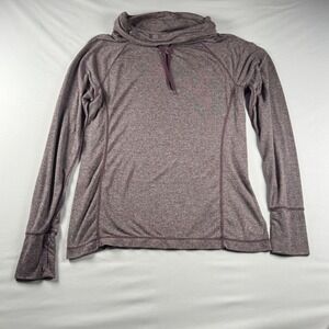 GapFit Womens Heathered‎ Funnel Neck LgSleeve Pullover Thumbholes Purple Medium